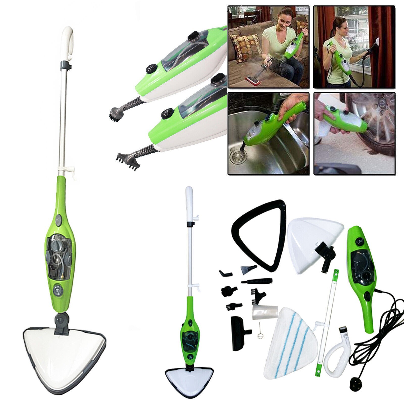 Handheld Hot Steam Mop Cleaner Floor Carpet Window Washer Steamer 10 In 1 Vacuum
