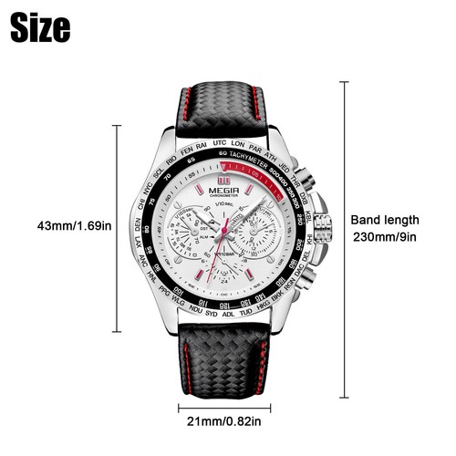 MEGIR Waterproof Men's Stainless Steel Analog Sports Quartz Military Wrist Watch