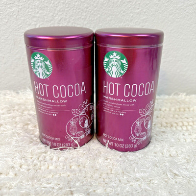 NEW Starbuck Sweet, Rich & Velvety Marshmallow Hot Cocoa Mix Two 10 Ounce Tins