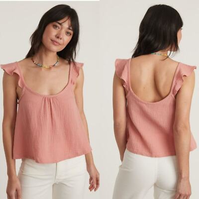 Marine Layer Jude Flutter Sleeve Tank Rosette Size Large Lightweight Flowy Gauze