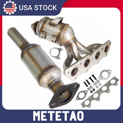 2Pcs Manifold & Rear Catalytic Converter For 2012-2016 Kia Soul / Kia Rio 1.6L