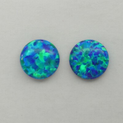 Unique Blue FIRE OPAL Round Post / Stud Earrings - 925 STERLING SILVER #325e