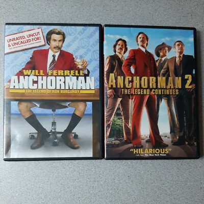 Anchorman 1 & 2 DVD Will Ferrell Uncut Unrated Comedy Judd Apatow Hilarious