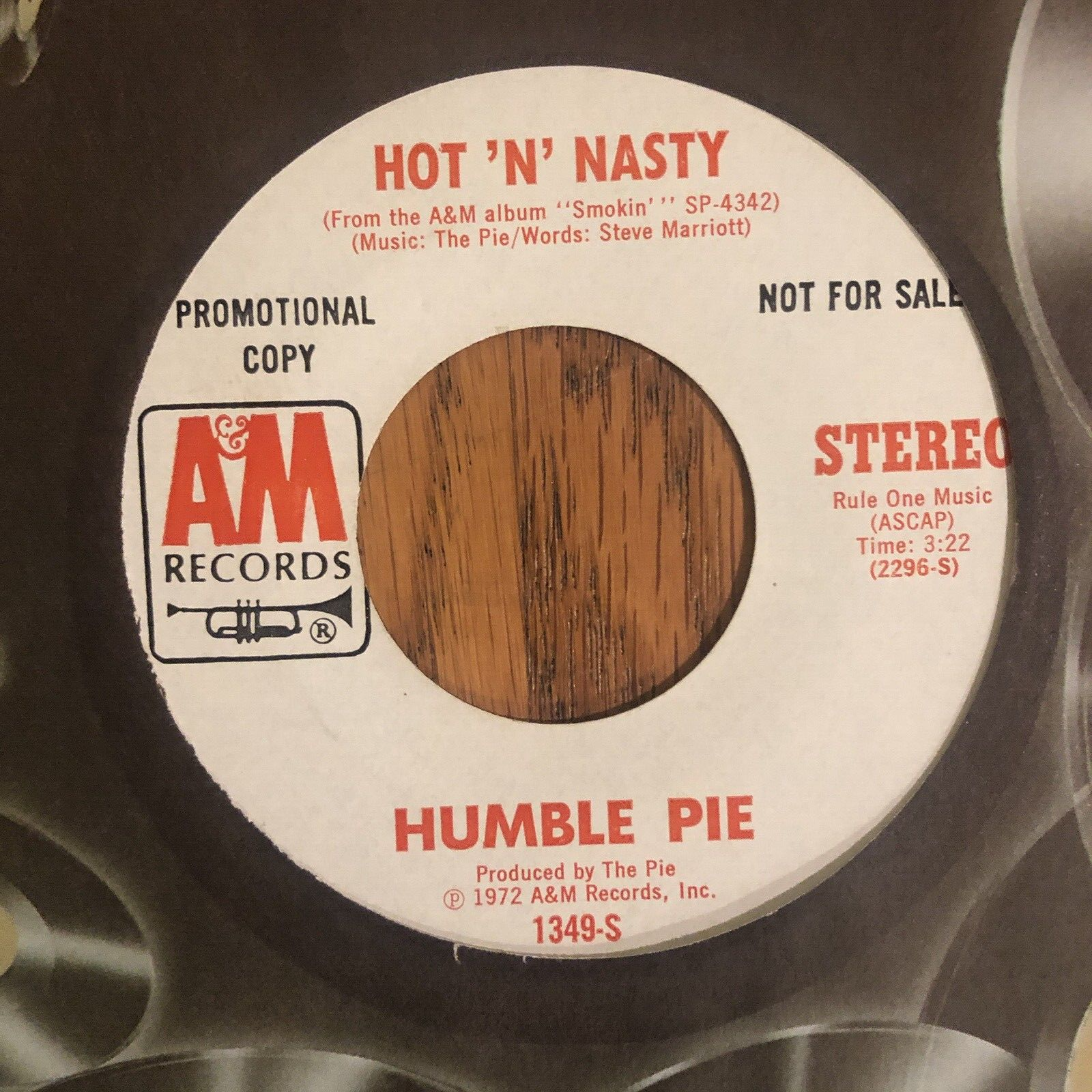 HUMBLE PIE - HOT 'N' NASTY, A &M 1349, PROMO 45 RPM, STEREO HUMBLE PIE - HOT 'N' NASTY, A &M 1349, PROMO 45 RPM, STEREO
