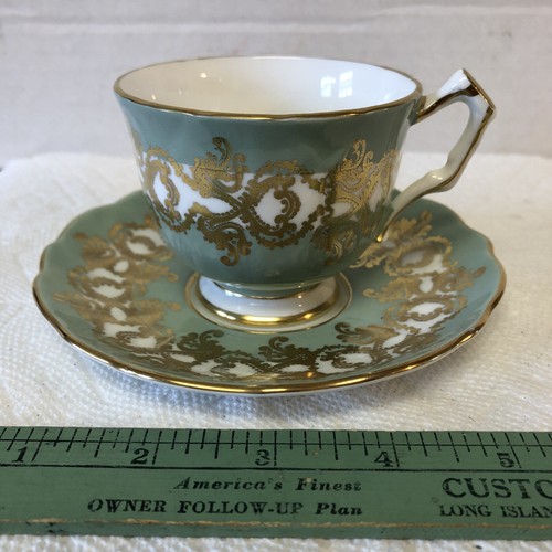 Vintage Aynsley Bone China England Cup & Saucer Set Olive