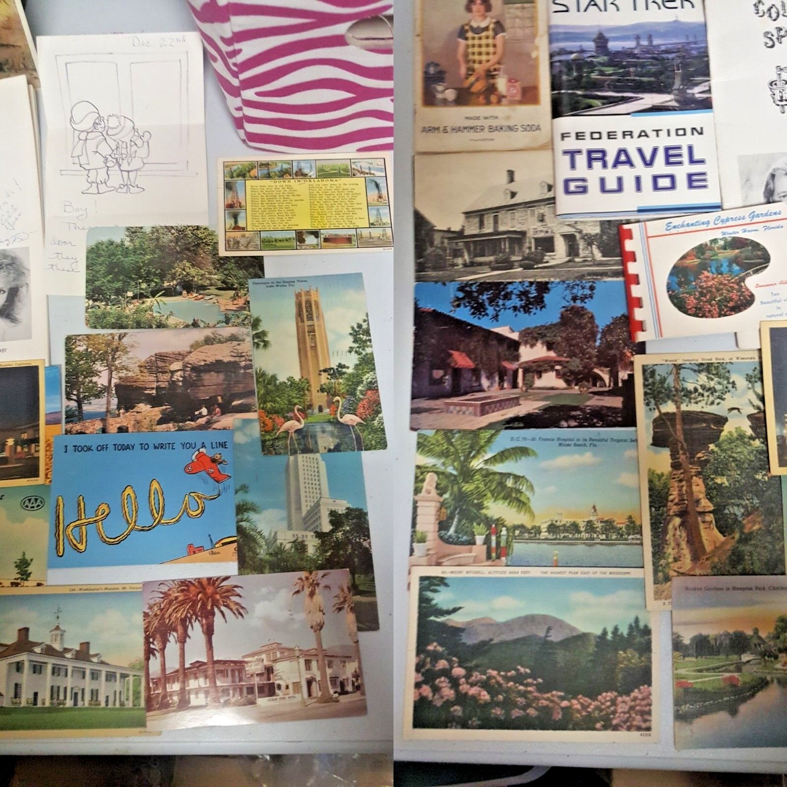 Vtg lot Souvenir pictured postcards 40's to Autographed Country Music Booklet +