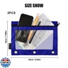 Gredecor Binder Pencil Pouch 3 Ring Navy Blue Zipper Pencil Pouches Case 2 Pack Clear Binder Organizer for School Office