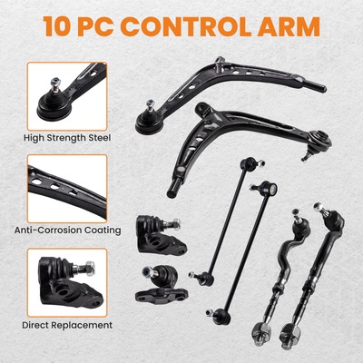 Set of 10 Front Suspension Control Arm Kit For BMW 325xi 330xi E46 2.5L 3.0L