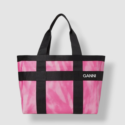【関税込み】Xxl Pocket Shopping Bag - Ganni - Cotton - Pink Xxl Pocket Shopping Bag - Ganni - Cotton - Pink
