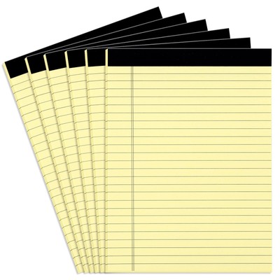 6 Pack Yellow Legal Notepads 8.5 x 11 Inches, 80 Pages Wide Legal Ruled, Perf...