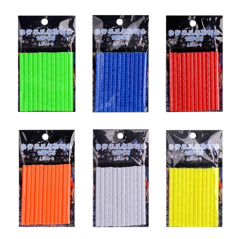 24Pcs Colorful Bike Spoke Reflectors Wheel Decor Reflective Mount Clip Tube