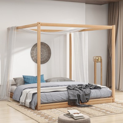 Platform Bed With Support Legs, Natural