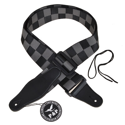Woven Black Gray Checkerboard Nylon Leather Ends
