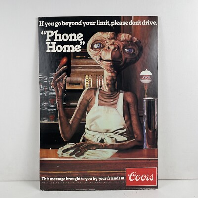  VTG Coors Advertising Cardboard Pop-Up Sign E.T. 1982  Phone Home  Display 