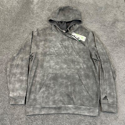 Adidas Jacket Mens Medium Gray White Pullover Hooded Workout 3 Bar Wash NEW