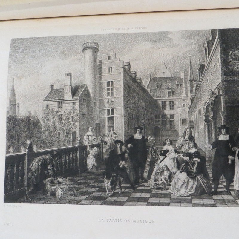 Volders 1882 Gravure Eau Forte La Partie De Musique Lancelot Ramus Xix
