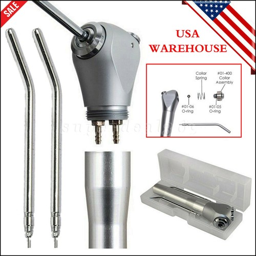 Dental 3 Way Air Water Spray Triple Syringe Handpiece w/ 2 Nozzles Tips Tubes CE