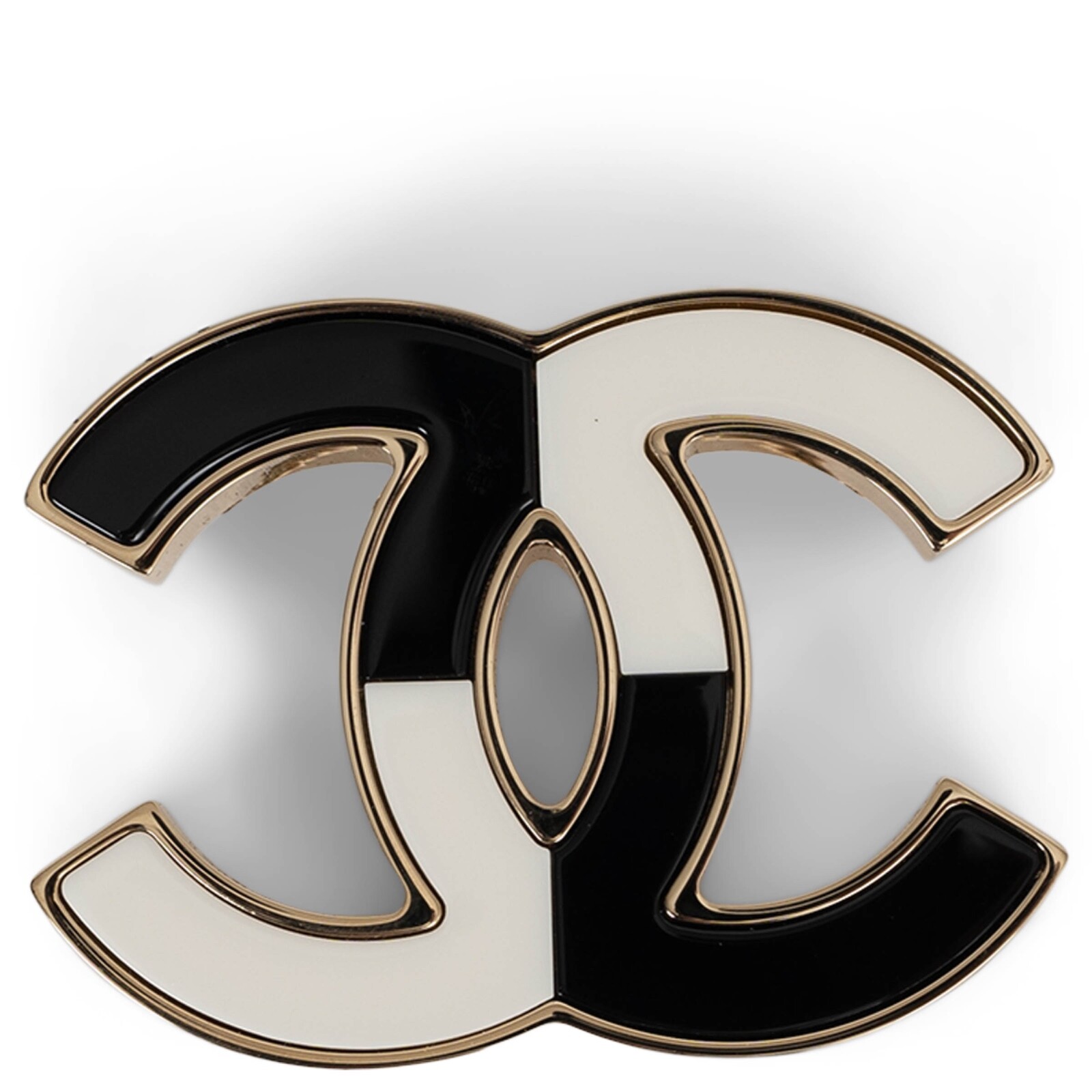 71683 auth CHANEL gold black white 23C MONTE CARLO LARGE CC