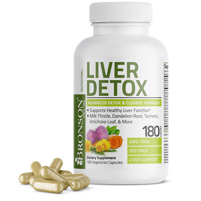 Усовершенствованная формула для детоксикации и очищения печени Bronson Liver Detox, 180 капсул