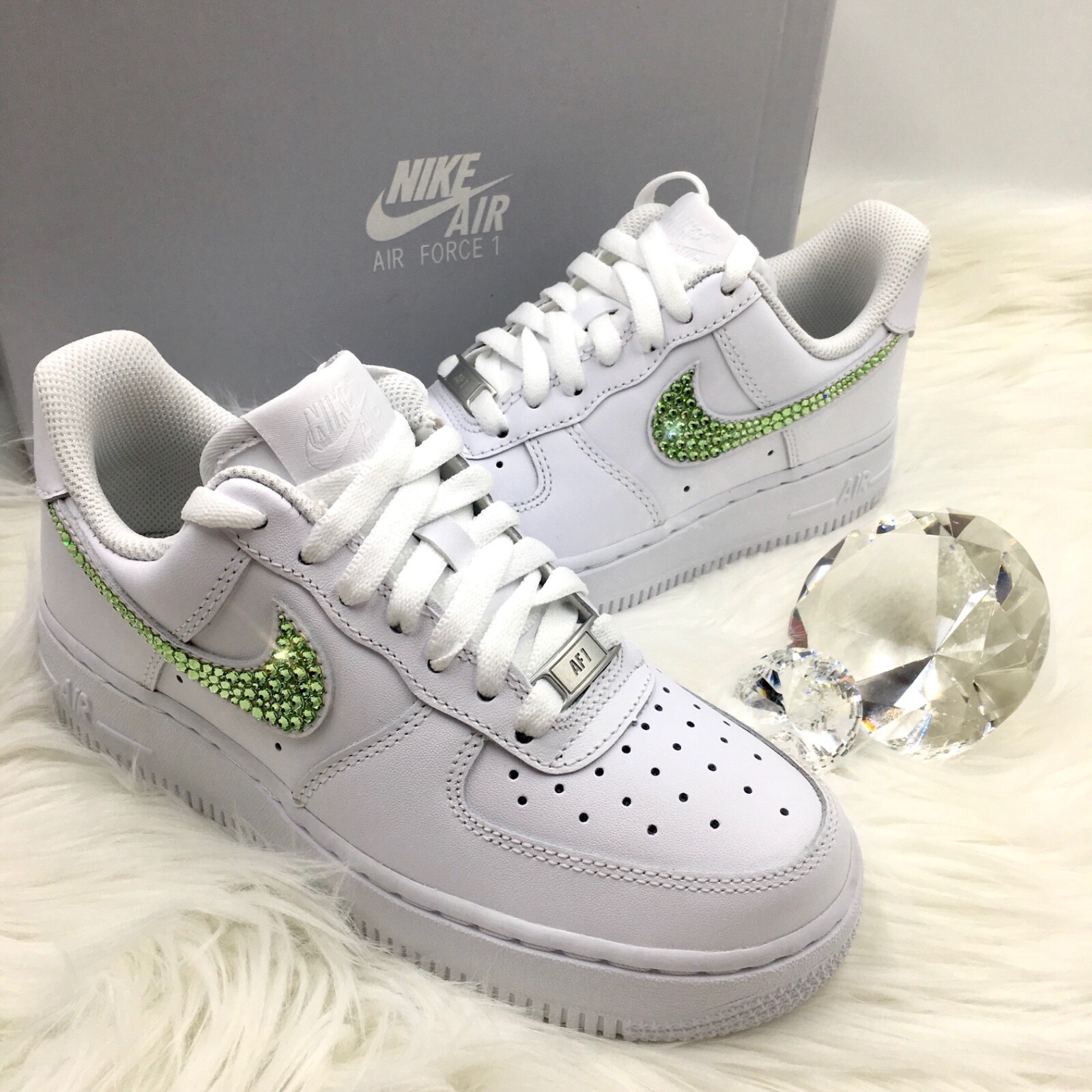 Bling Nike Air Force 1 '07 Shoes with Green Swarovski Bling Nike Air Force 1 '07 Shoes with Green Swarovski
