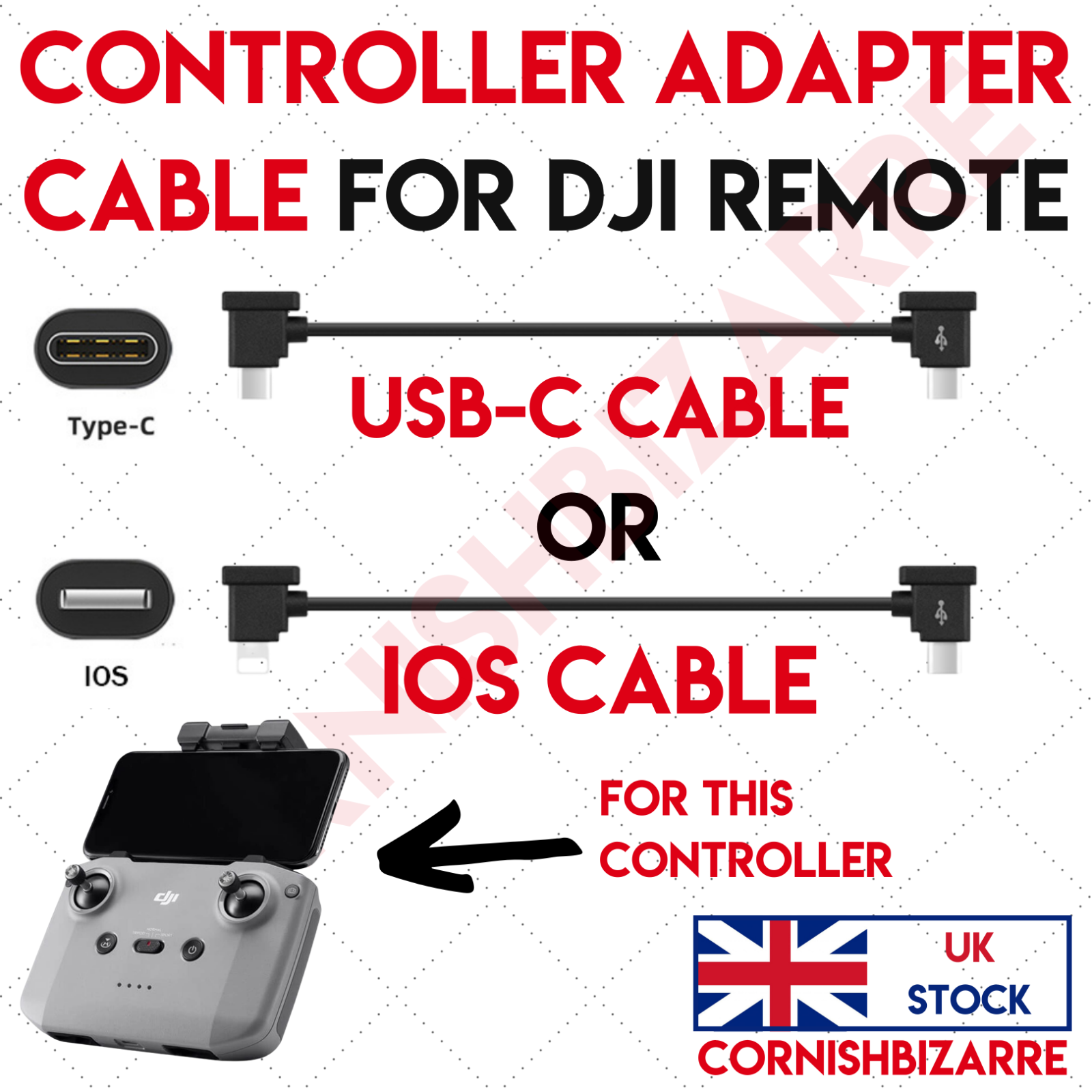 DJI MAVIC MINI 2 AIR 2 REPLACEMENT CONTROLLER CABLE CHOOSE USB C OR IOS UK eBay