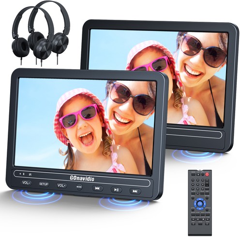 2 X 10.5" HD Car Headrest Monitor DVD Player Dual Screen TV HDMI USB/SD Battery