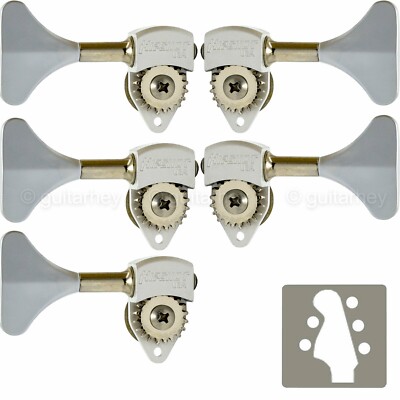 NEW Hipshot USA HB6 3/8'' Ultralite  Bass Tuning Y Key L2+R3 Set - SATIN CHROME
