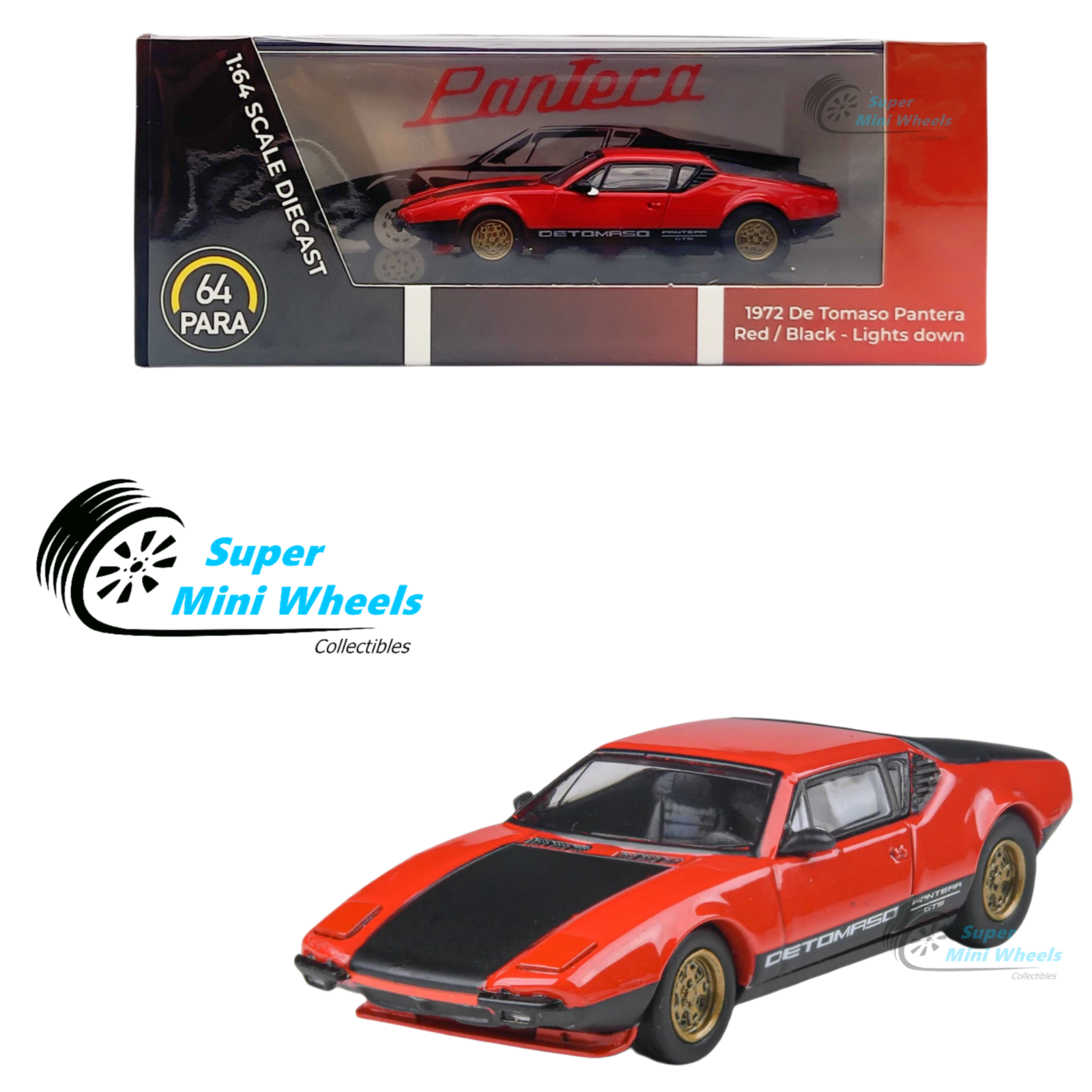 Detomaso PanteraGTS4ミニカー 赤 ケース付き Detomaso PanteraGTS4ミニカー 赤 ケース付き