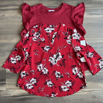 89th And Madison Women s Red Tops Set Of 2 Size Large New With Tags