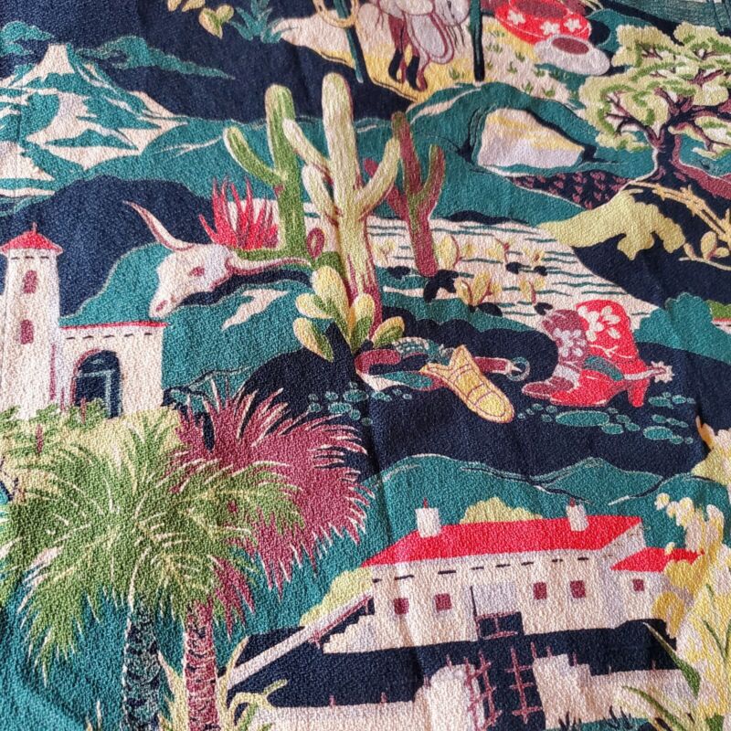 Rare Southwest Barkcloth Fabric by Spectrum Nubby 1950