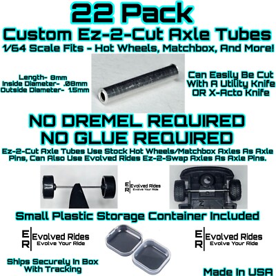 Ez-2-Cut Axle Tube 22Pk Hot Wheels Matchbox 1/64 Scale Custom Real Rider