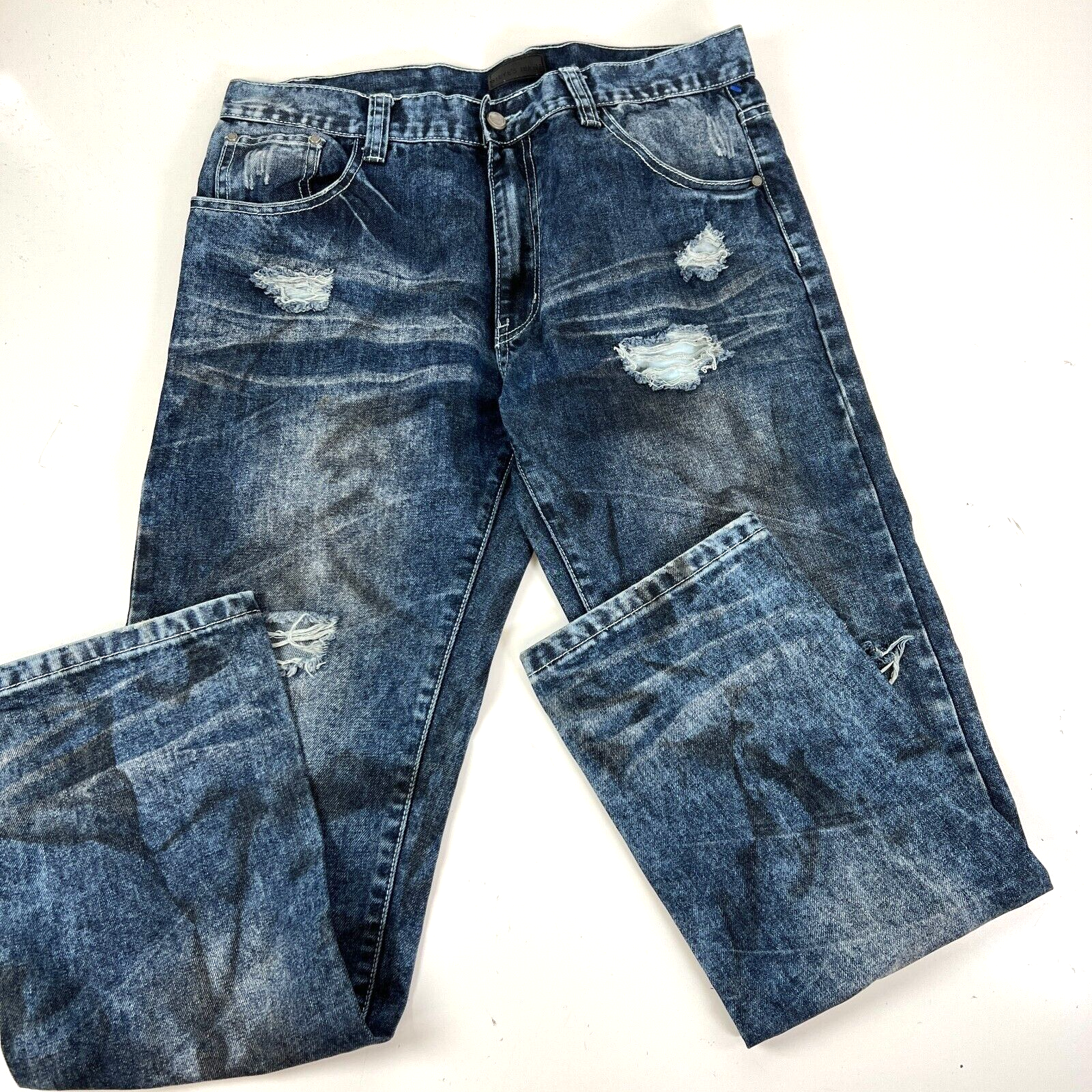 Steve's Jeans Men Blue Denim Distressed Regular Fit 5 Steve's Jeans Men Blue Denim Distressed Regular Fit 5