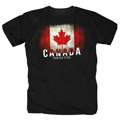 Canada Retro Flag T-Shirt Kanada Berg Wald Schnee -Sea to Sea-  Shirt S-5XL
