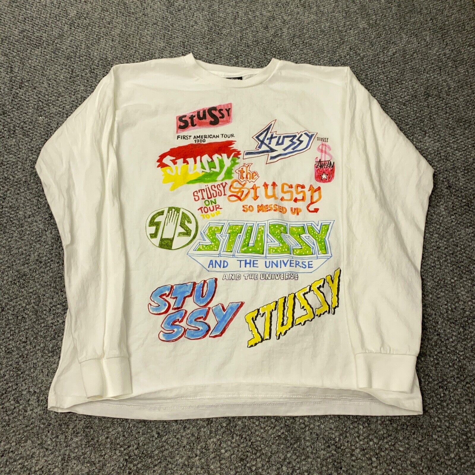 Stussy Logo LS Tee Shirt Mens XL White Japan | eBay Stussy Logo LS Tee Shirt Mens XL White Japan | eBay