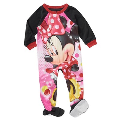 Disney Minnie Mouse 3T Blanket Sleeper Footed Pajamas Flannel Zipper to Ankle