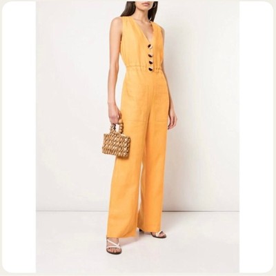 Nicholas size 4 mango button front linen jumpsuit
