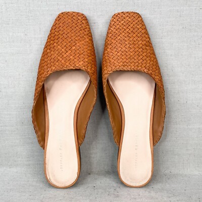 Loeffler Randall Shoes Womens 10B Zosia Mule Sandals Woven Brown Leather Slip On