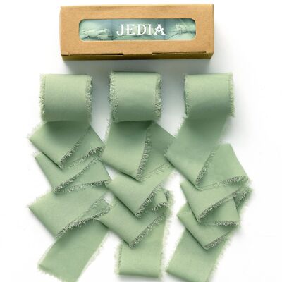 Easter Ribbon 3 Rolls Green Chiffon Silk Ribbons for Gift Wrapping 1.5'' x 7Yd...
