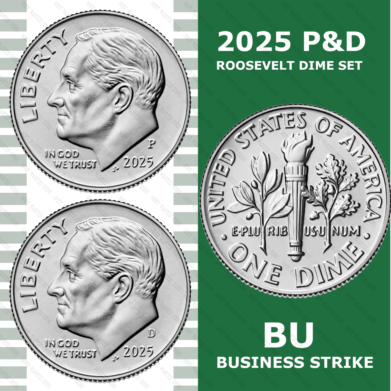 洋楽 Dime P 2025-P&D Roosevelt Dime - 2 Coin Set - BU/CHOICE BU - IN