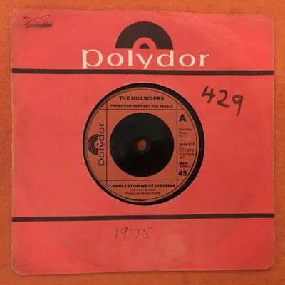 PROMO COPY- Hillsiders- Charleston West Virginia + 2 tracks- Polydor 7” EP 1973