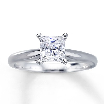 Pre-owned Pucci 0.5ct Princess Classic Simulated Engagement Promise Ring 14k White Solid Gold In White/colorless