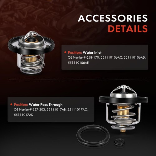 2x Engine Coolant Thermostat for Dodge Avenger 2008-2014 Jeep Compass 2007-2017