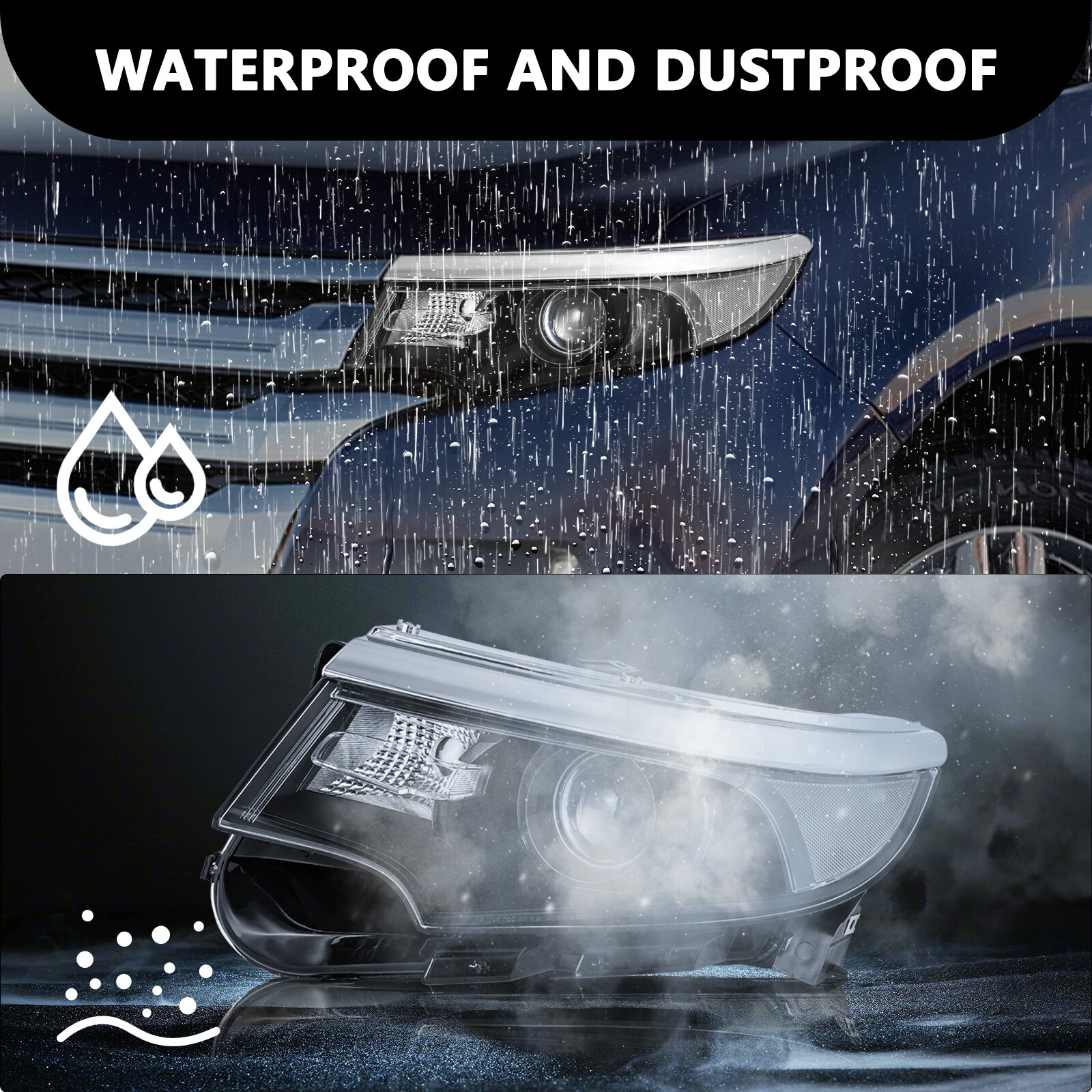 Halogen Model For 2011 2012 2013 2014 Ford Edge Black Headlight Pair Headlamp 