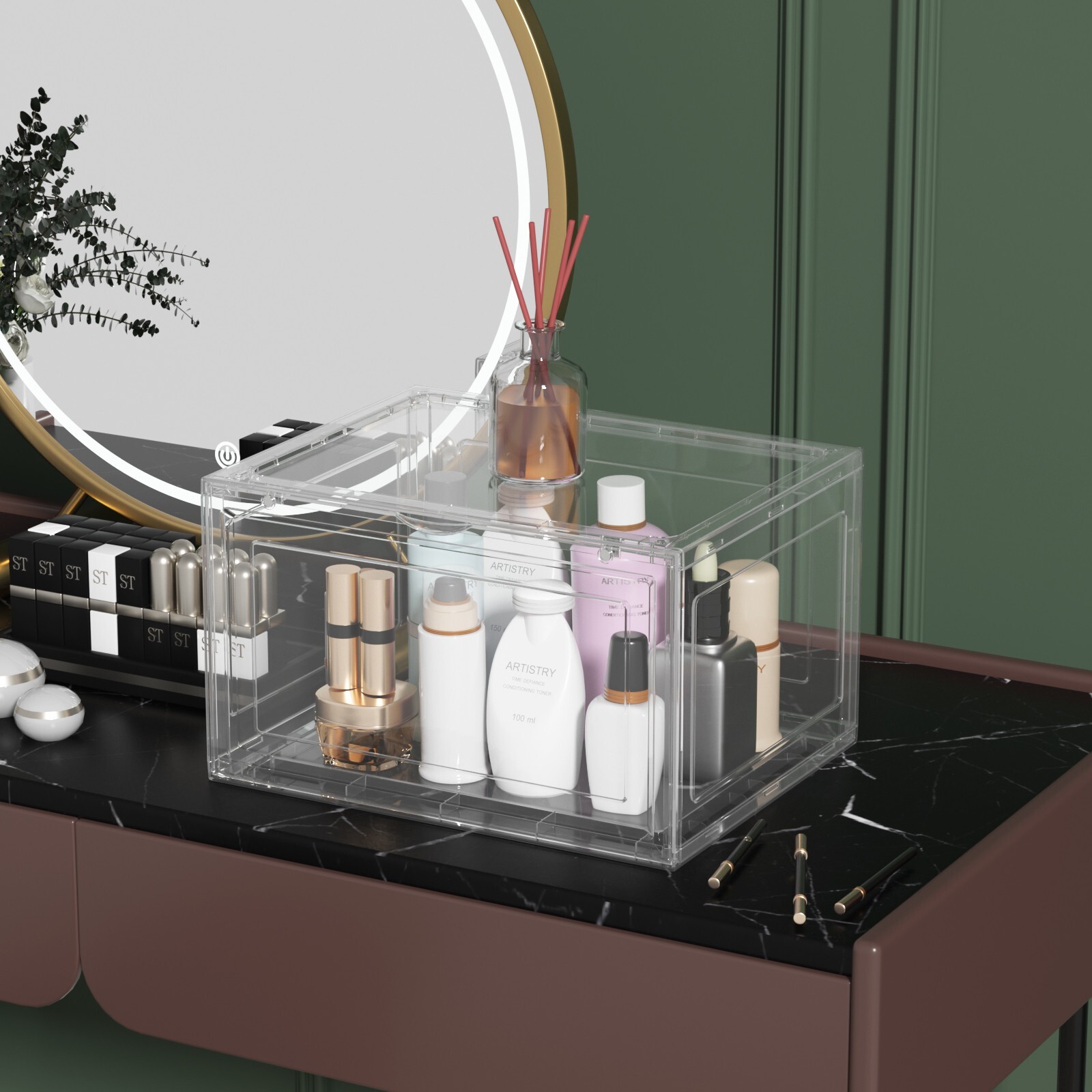 Kekow 9-Packs Magnetic Shoes Storage Box Sneaker Case Clear Stackable Container