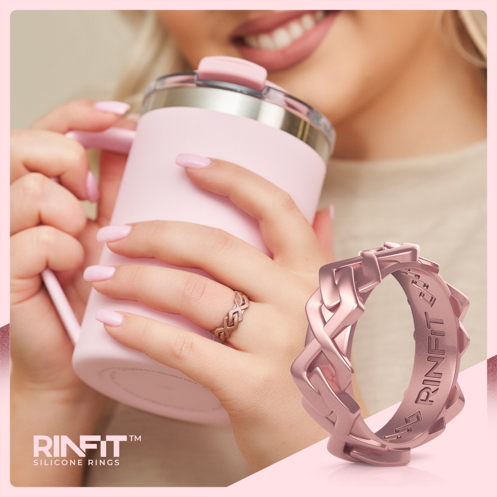 Silicone Wedding Ring for Him & Her by Rinfit - Couple Rubber Ring Set Space