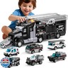 NIPLOOOW Police Trucks Toy Set with Play Mat, Carrier Truck Play Vehicles Set for 3 4 5 6 Years Old Boys Kids, Die-Cast Car Toy for Toddlers 3-4 Years, Birthday Gifts Toys for 3-9 Year Old Boys