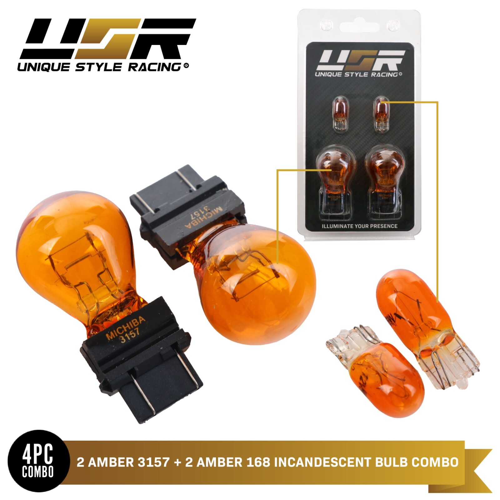 Fast USA Shipping 4 Amber Bulbs 3157+T10 194/168 Signal Side