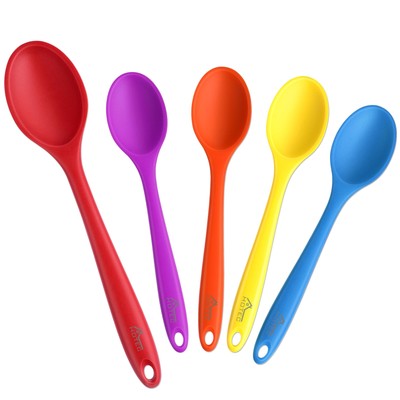 5PCS Silicone Serving Spoons Set, Heat Resistant Kitchen Spoons for Cooking