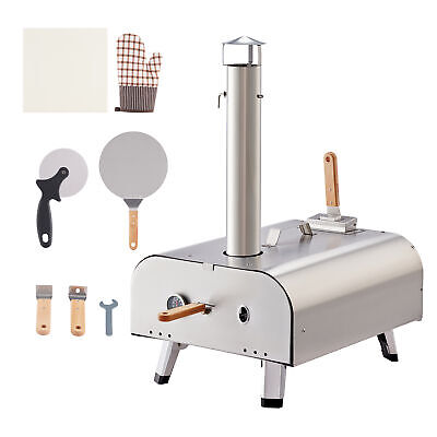 Outdoor Pizza Maker Stainless Steel Wood Pellet Pizza Oven w Accessories Silver