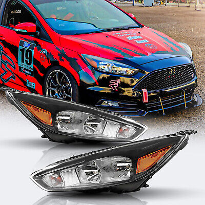 Black Headlights Assembly For 2015-2018 Ford Focus 15 16 17 18 Left+Right